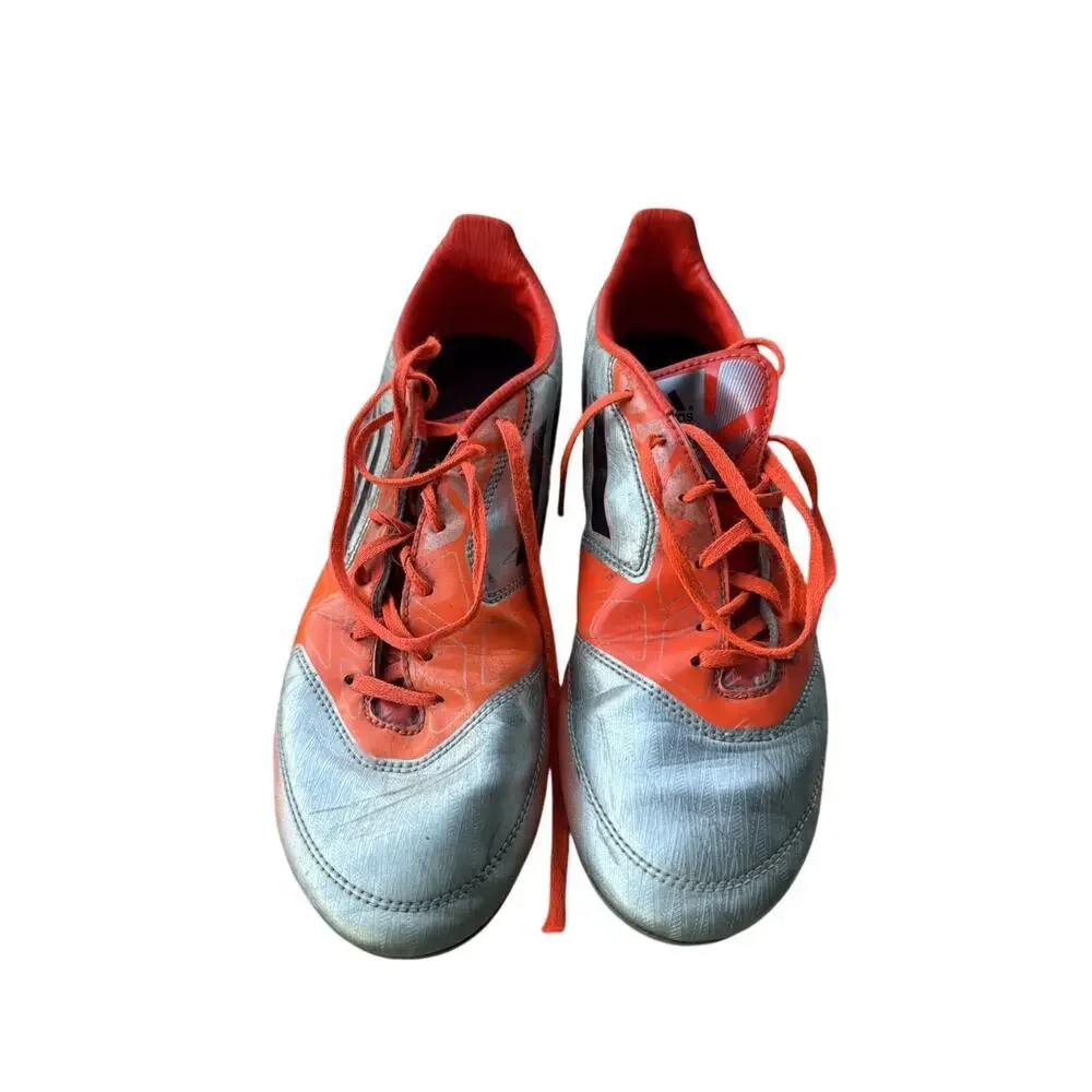 Adidas F50 Adizero Leather Soccer Boots Cleats Gray Orange 8.5 US 8 UK 42 FR